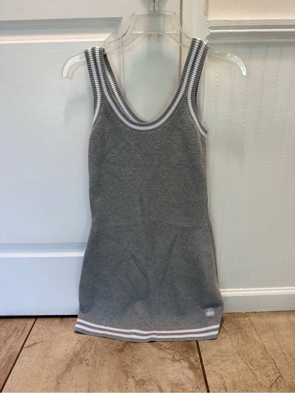 ALO Yoga Grey Ribbed Club Tennis Dress